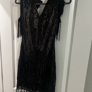 Black sequin flapper dress
